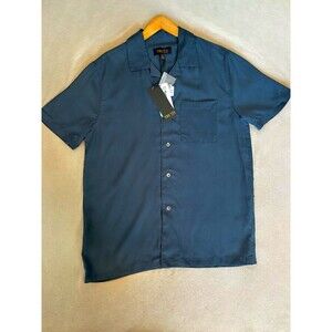Truth Men's M Blue Short Sleeve Camp Collar Button-Up Shirt Casual